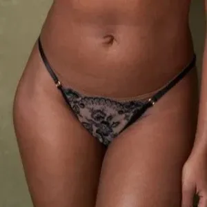 12080 Embroidered String Bikini | Black / Almond