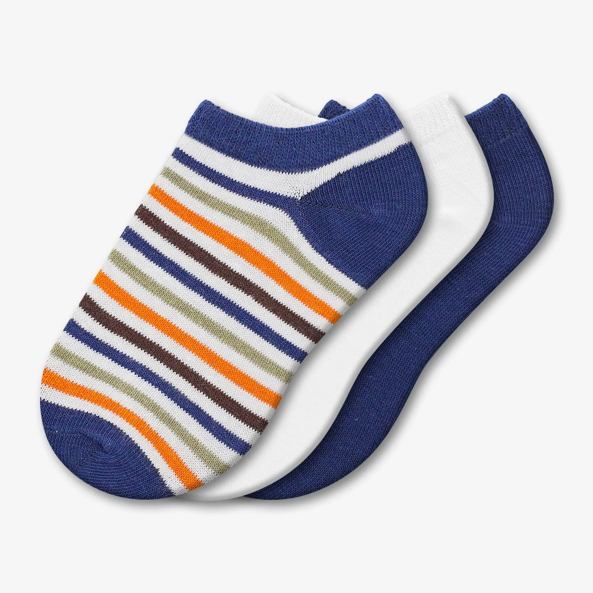 3 Pair Low Cut Socks - Assorted - Style: 617