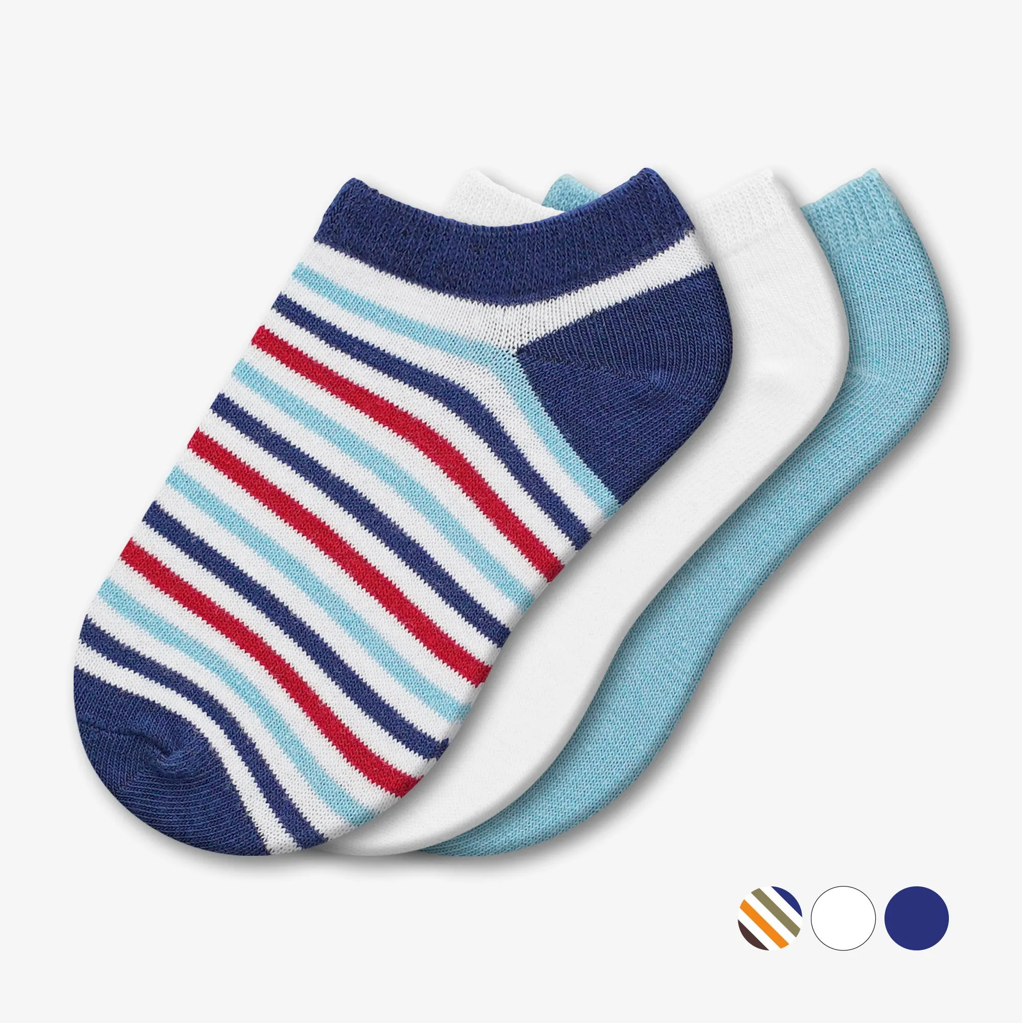 3 Pair Low Cut Socks - Assorted - Style: 617