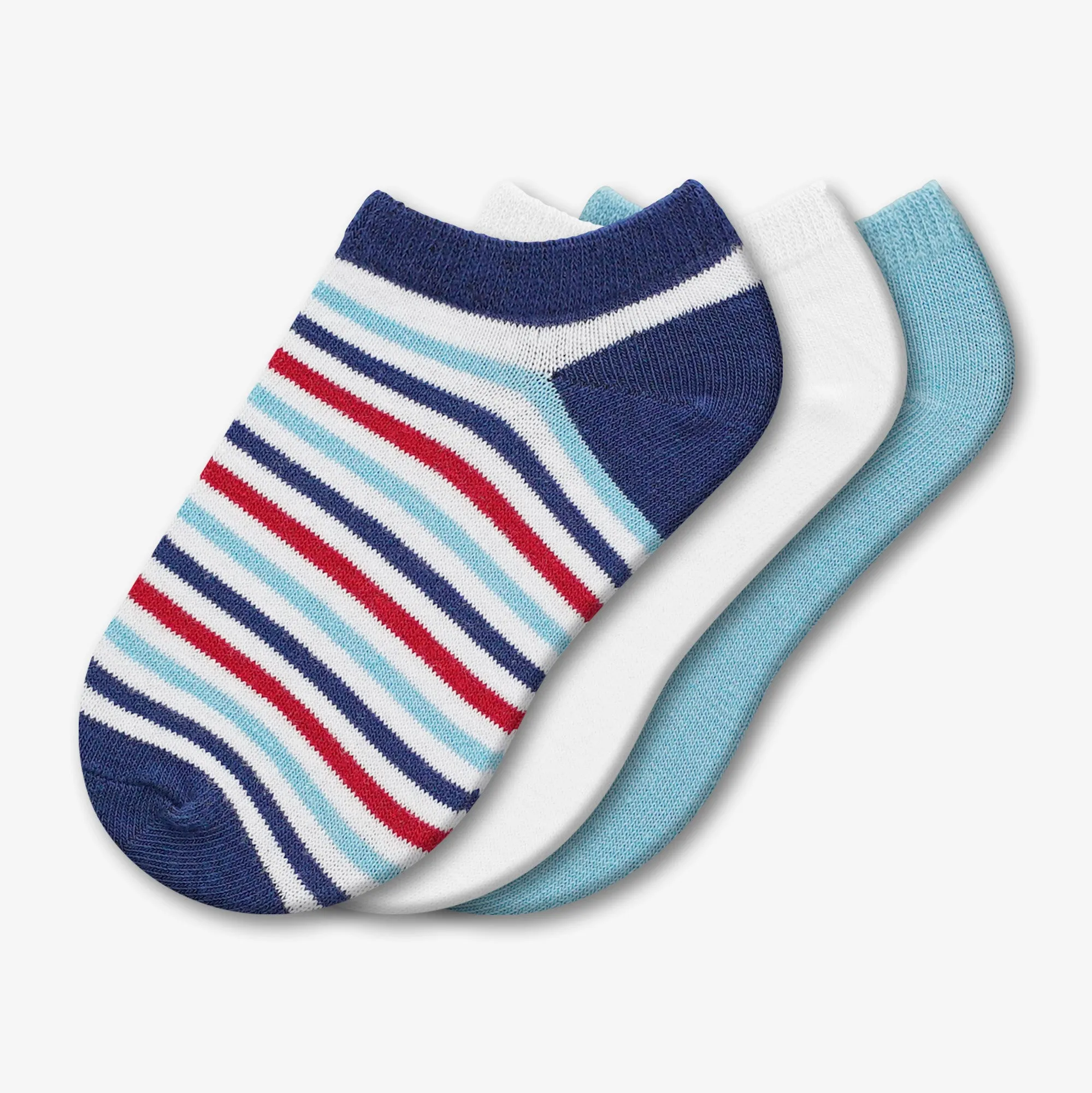 3 Pair Low Cut Socks - Assorted - Style: 617
