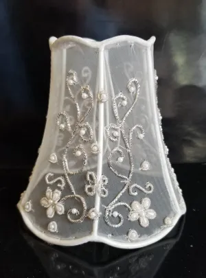 33334 Embroidered Sheer White Chandelier Shade