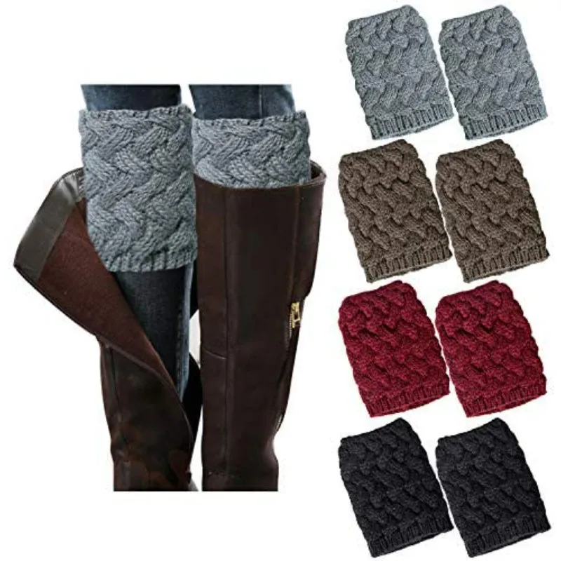 4 Pairs Womens Boot Socks Winter Warm Crochet Knitted Boot Cuffs Topper Socks Short Leg Warmers Gifts