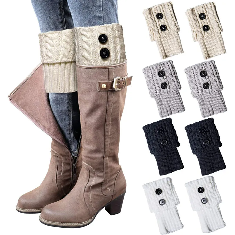 4 Pairs Womens Boot Socks Winter Warm Crochet Knitted Boot Cuffs Topper Socks Short Leg Warmers Gifts