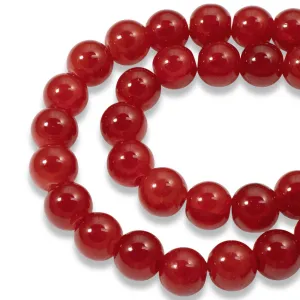50 Bright Red Crackle Glass Beads 8mm Round - Jewelry Making & Christmas Crafts