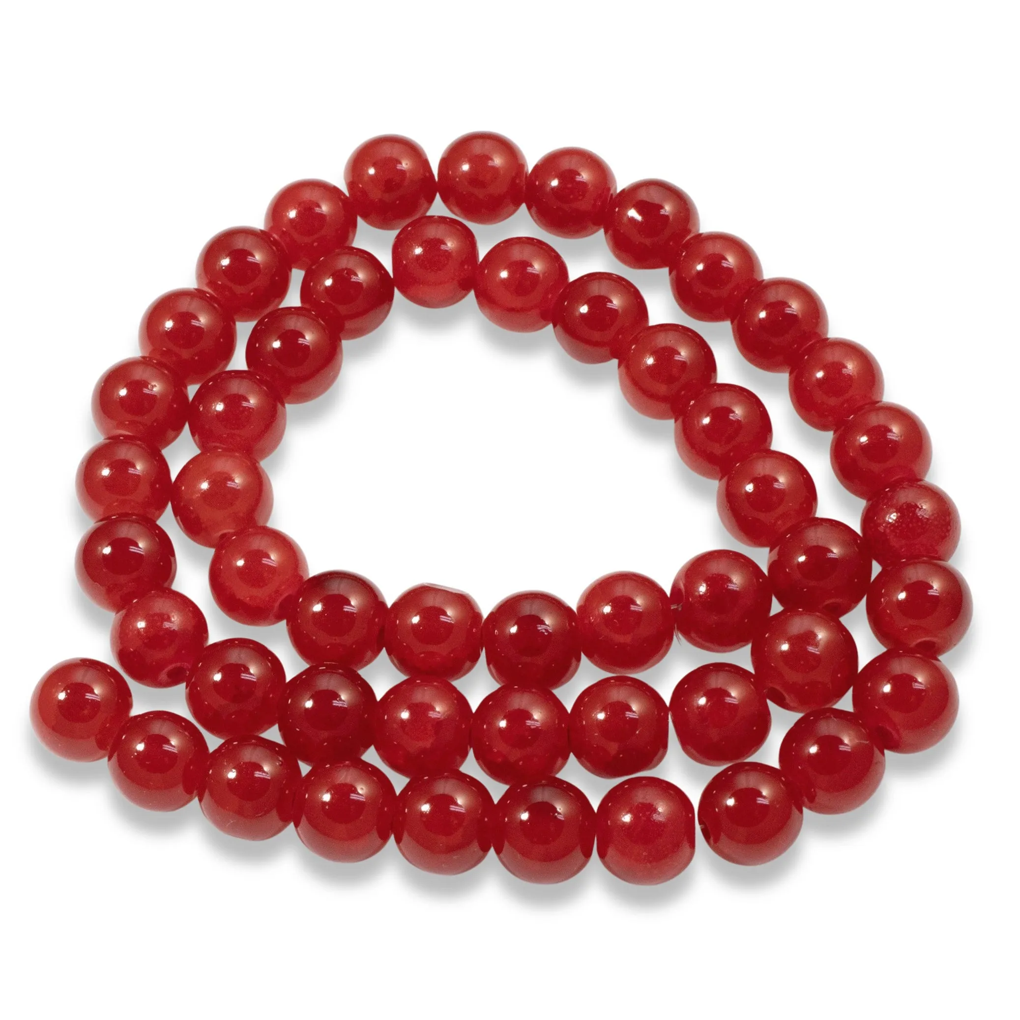 50 Bright Red Crackle Glass Beads 8mm Round - Jewelry Making & Christmas Crafts