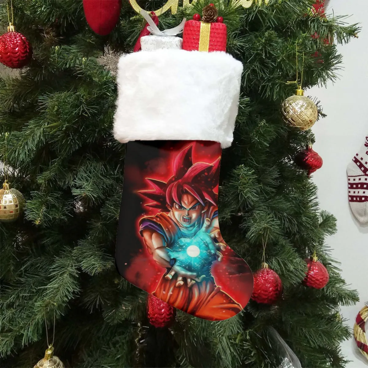 Awesome Red Hair Goku DBZ Christmas Socks