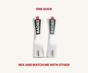 Badass White Bamboo Mix and Match Athleisure Socks by Red Fraktion