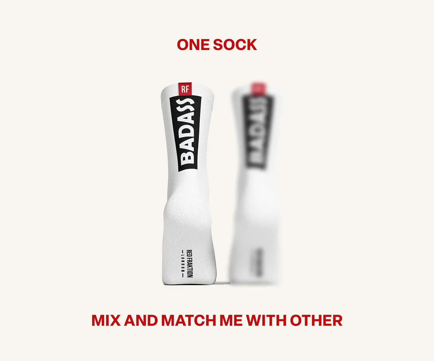Badass White Bamboo Mix and Match Athleisure Socks by Red Fraktion