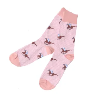 Barrel Down South - Coral Stripe Raceday Socks- Kentucky Derby