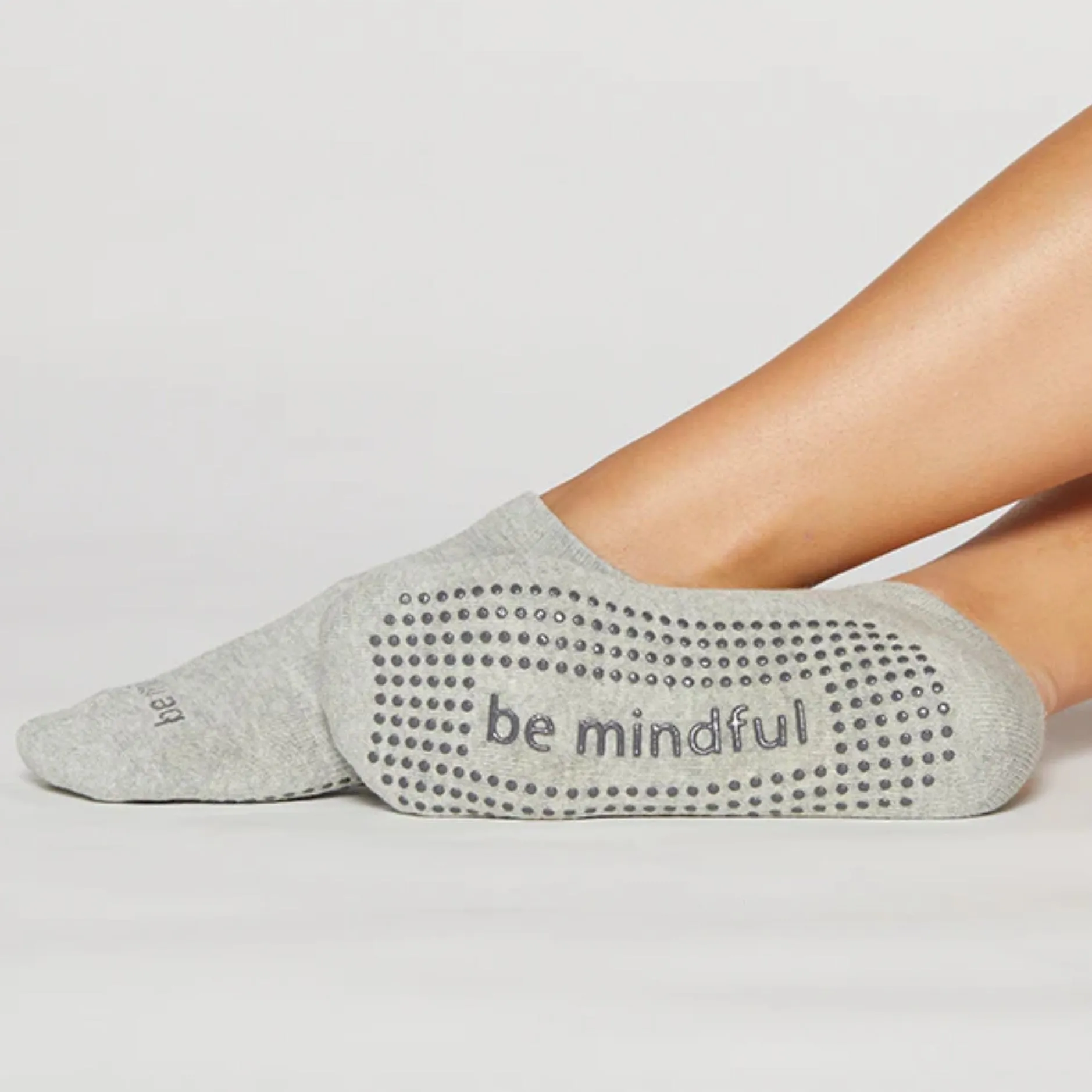 Be Mindful - Heather Cool Gray Grip Socks (Barre / Pilates)