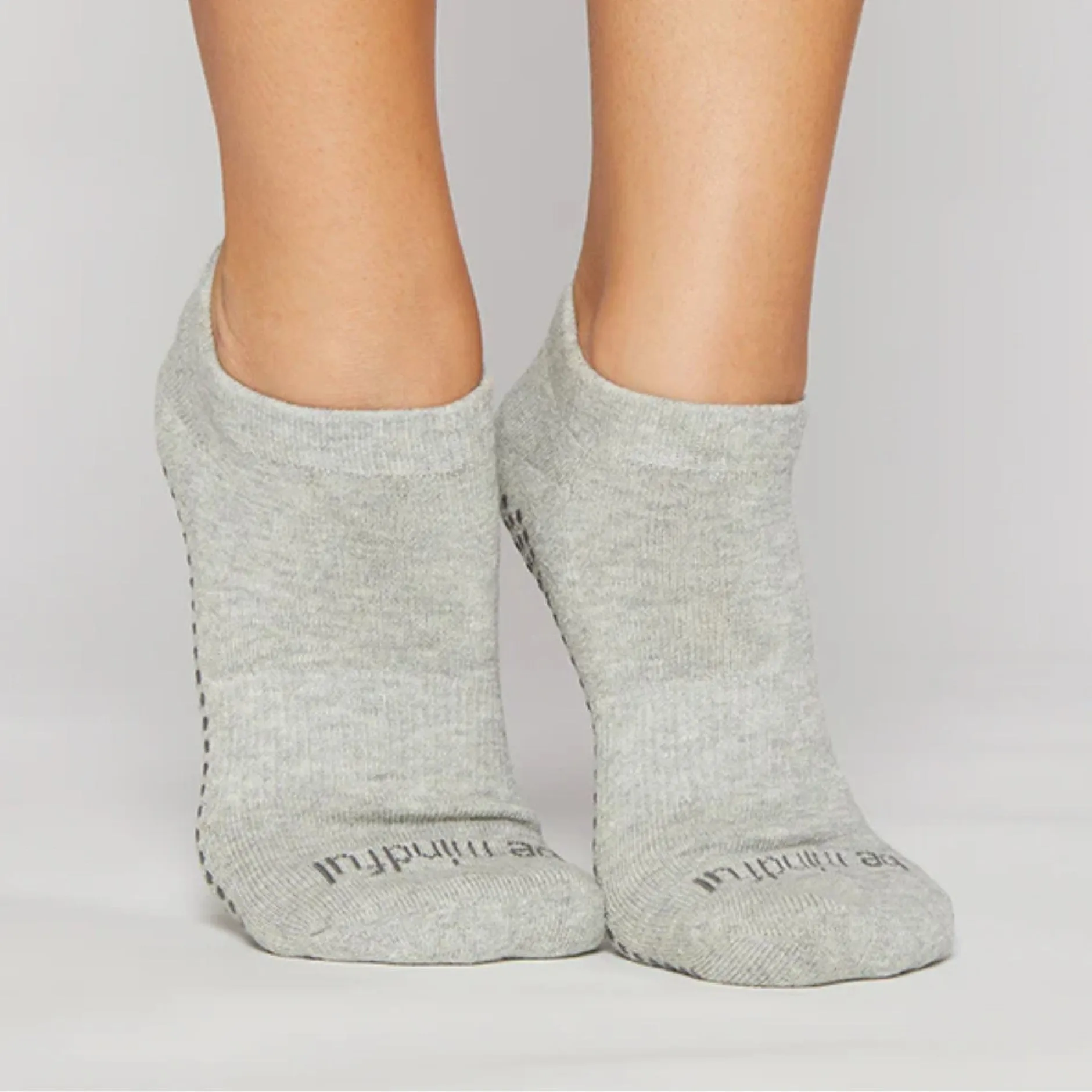 Be Mindful - Heather Cool Gray Grip Socks (Barre / Pilates)