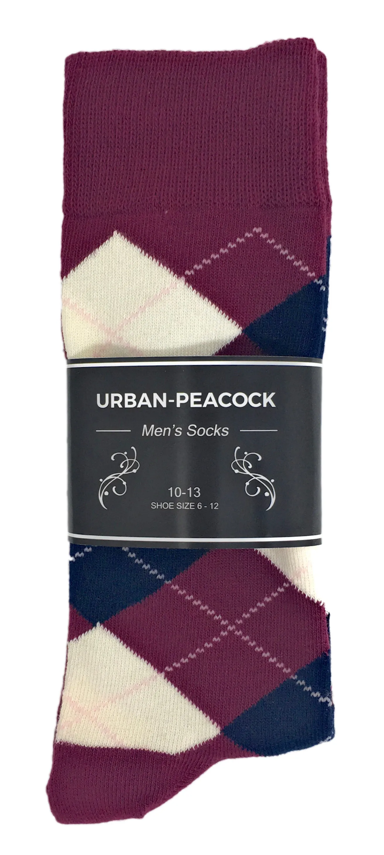Black Label Men's Dress Socks - Argyle - Maroon