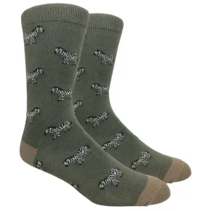 Black Label Men's Dress Socks - Zebra - Warm Grey
