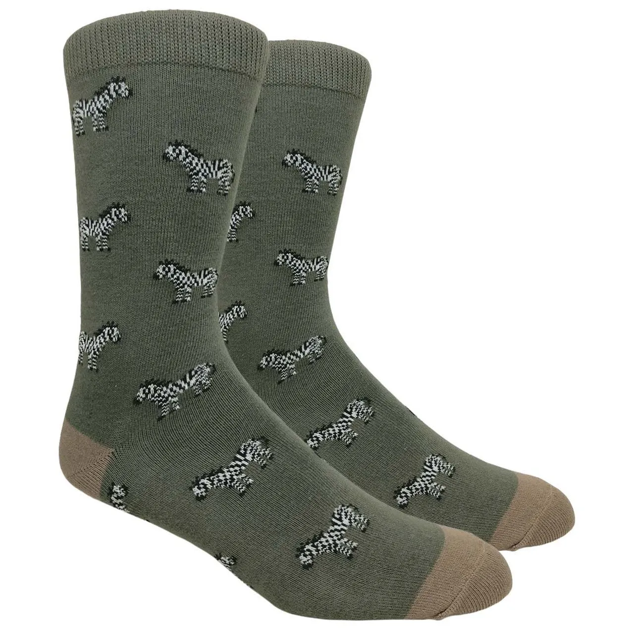 Black Label Men's Dress Socks - Zebra - Warm Grey