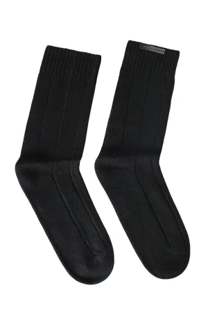 Black Pure Cashmere Ribbed Women's Socks