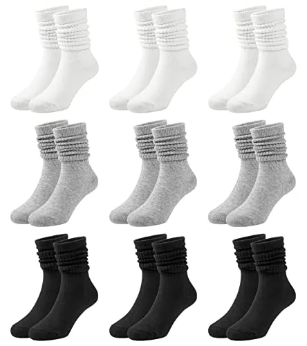 BOOPH 9 Pairs Girls Slouch Socks Knee High Baby Girls Crew SocksI 1-3 Years