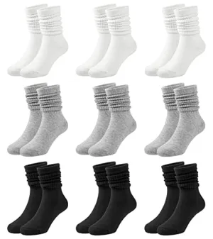 BOOPH 9 Pairs Girls Slouch Socks Knee High Baby Girls Crew SocksI 1-3 Years