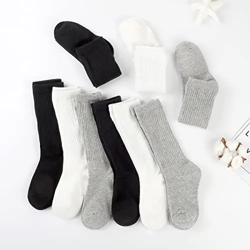 BOOPH 9 Pairs Girls Slouch Socks Knee High Baby Girls Crew SocksI 1-3 Years