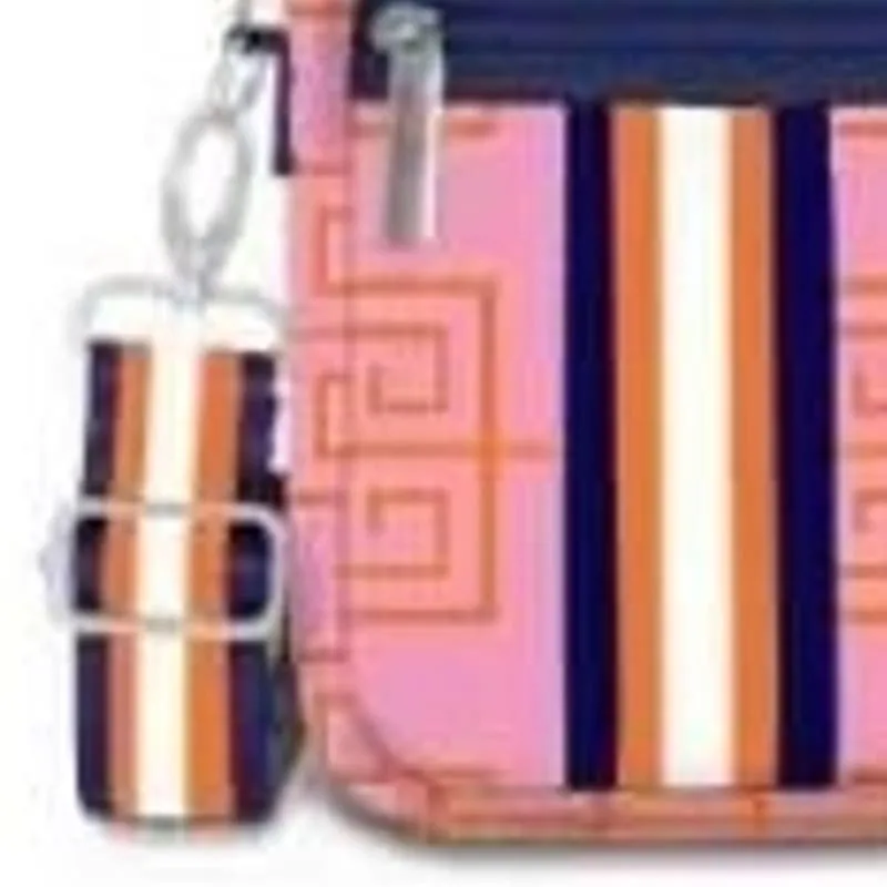 Carla Street Neoprene Everyday Crossbody Pink Orange Greek Key