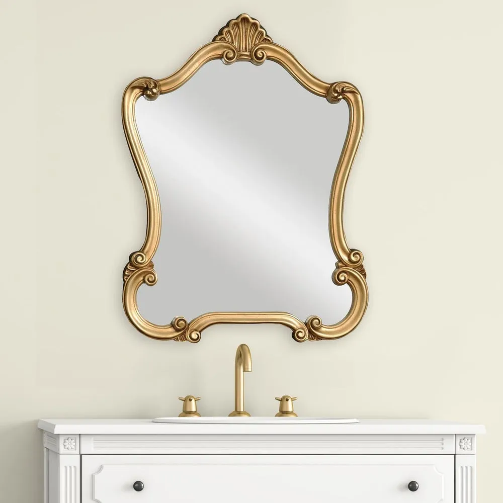 Casa Bella Living Traditional Lightly Distressed Gold Framed Mirror