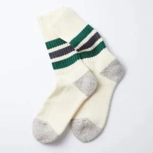 Coarse Ribbed Oldschool Crew Socks (Green   Charcoal)