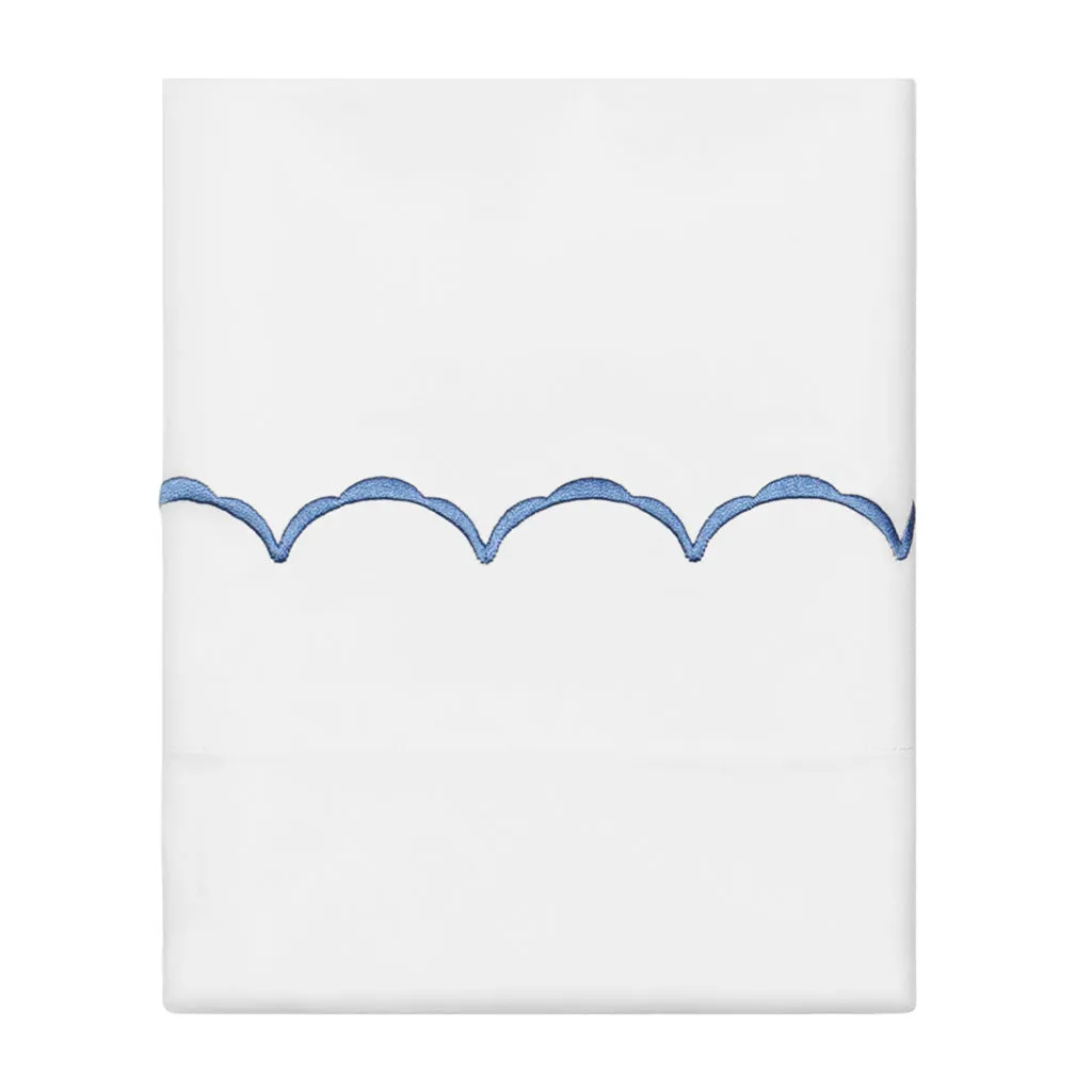 Coastal Blue Wavelet Embroidered Pillowcase Pair
