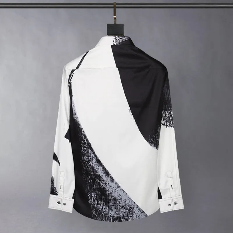 Contrast Abstract Printed Long Sleeve Shirt
