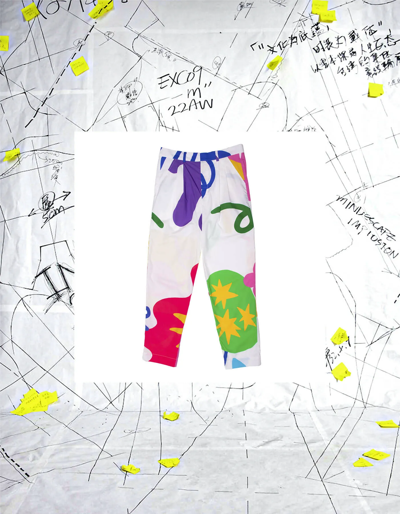 Crossover White Printed Trouser