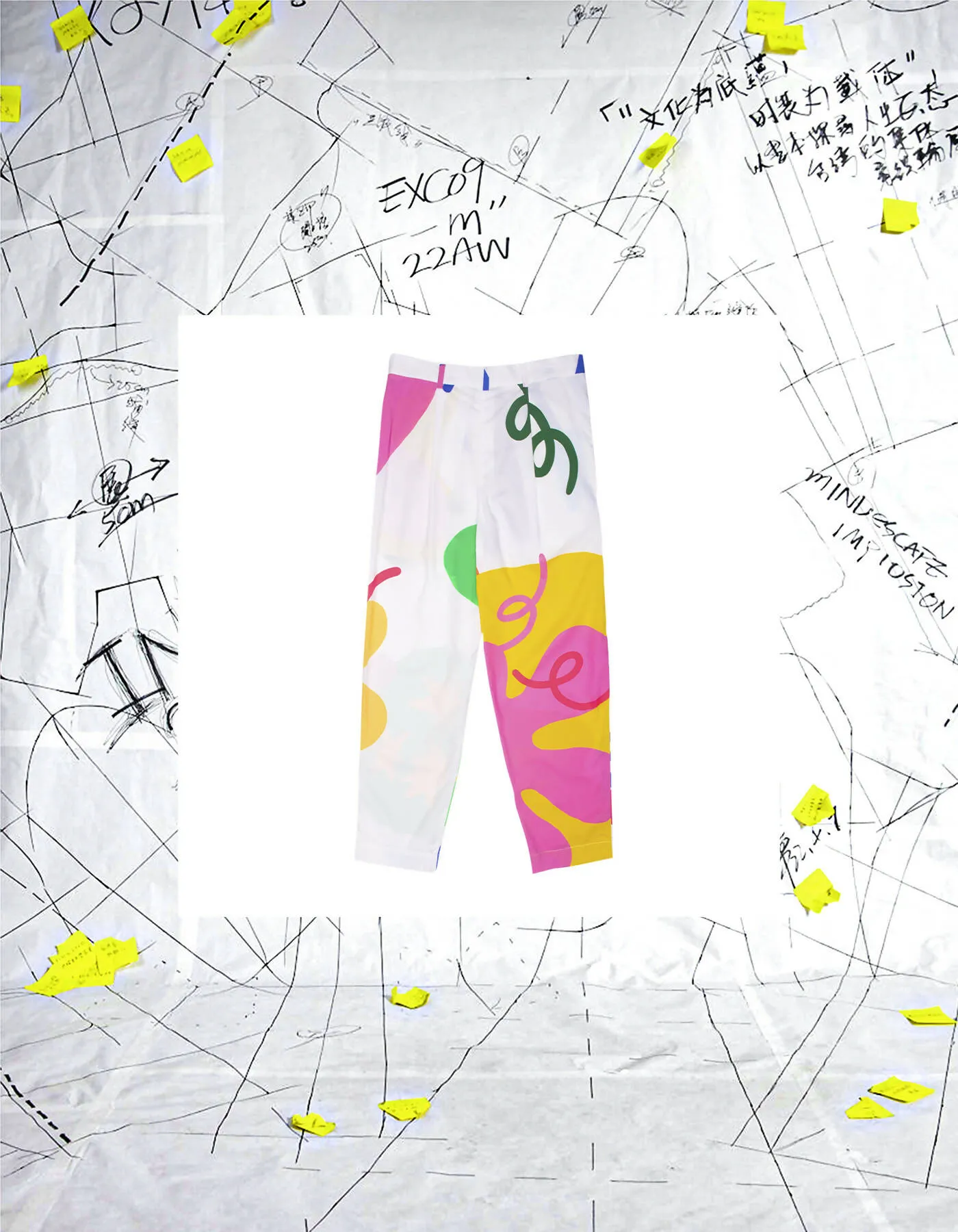 Crossover White Printed Trouser