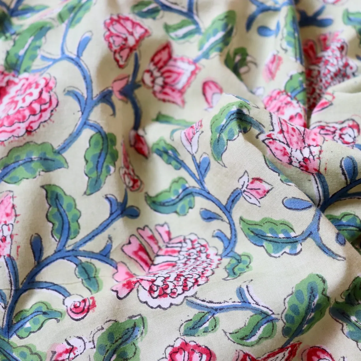 Dahlia Pink Block Print Cotton