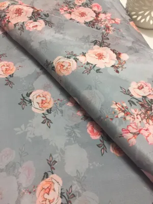 Digital floral printed crepe fabric 70 cms cut