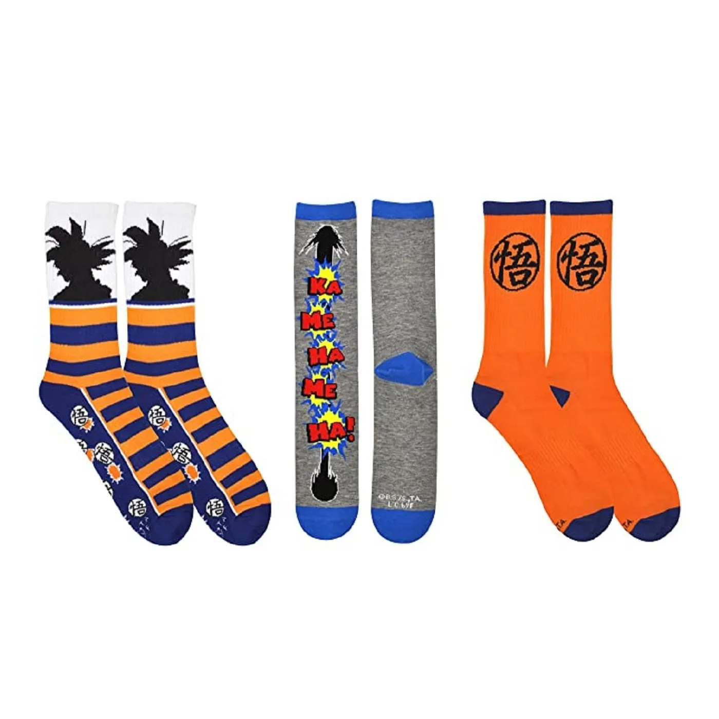 Dragon Ball Super Goku Kame Kamehameha Anime 3 Pack Crew Socks