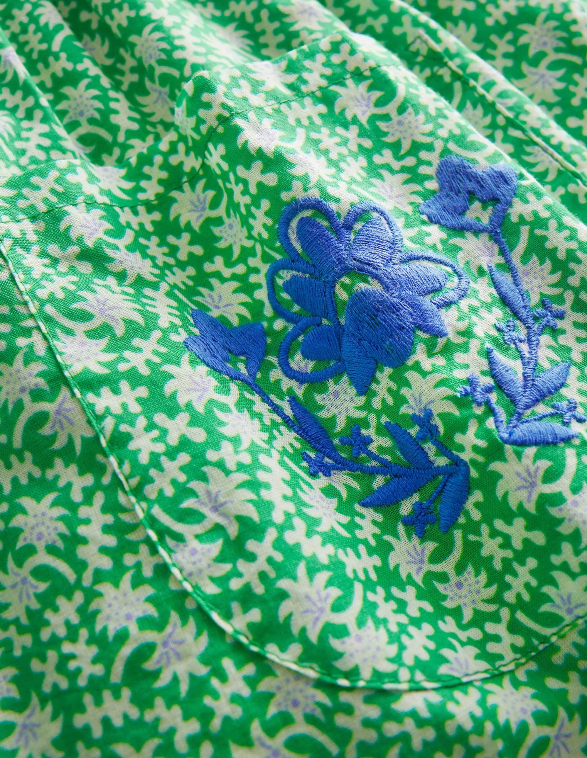 Embroidered Pinafore Dress-Bright Green Spring