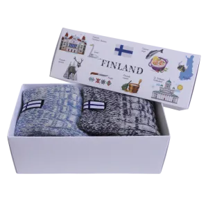 Finland Flag Wool Socks Boxed Set of 2 (WOMENS)