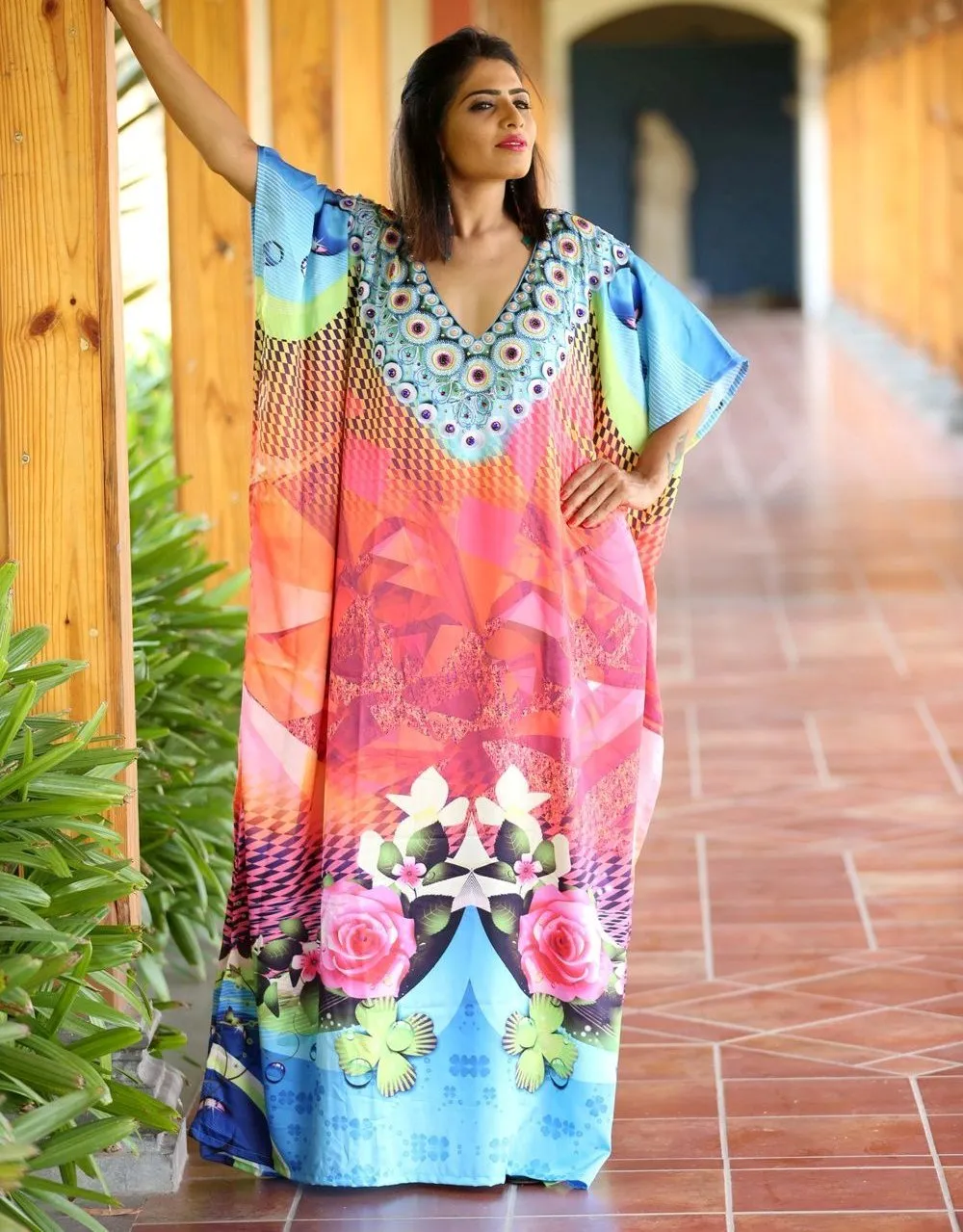floral print Gorgeous Beautiful High End Resort Wear Beach Wear kaftan