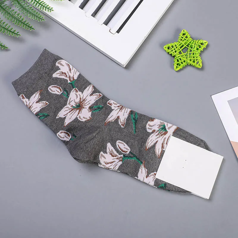 Floral Printed Long Socks Set