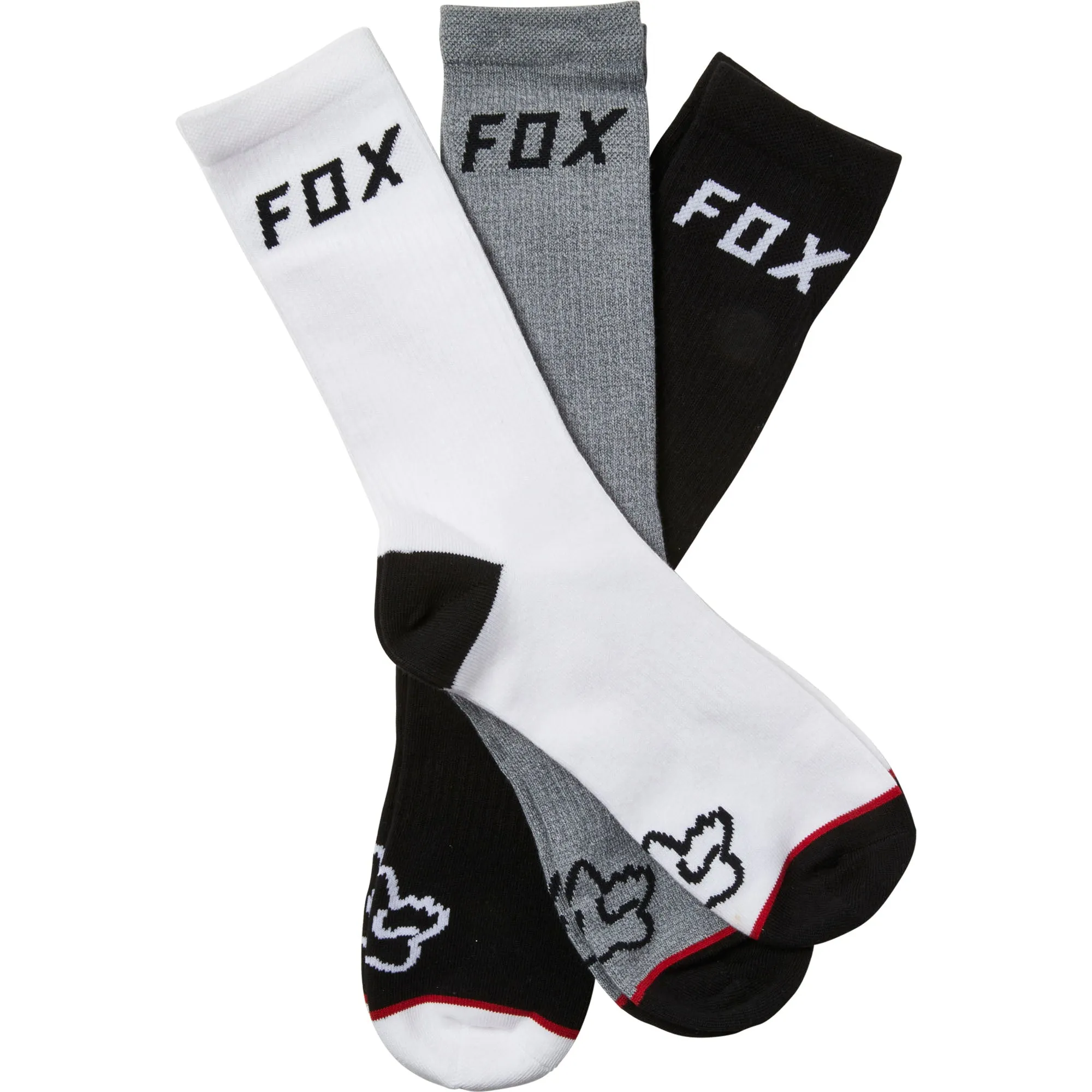Fox Racing  3 Pack Fox Crew Socks Jacquard Arch Support Cushion Cotton Casual