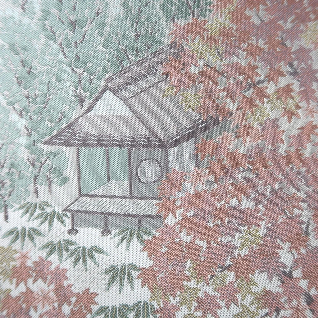 Fukuro Obi Light Gray Landscape Iori Silk BB235V4