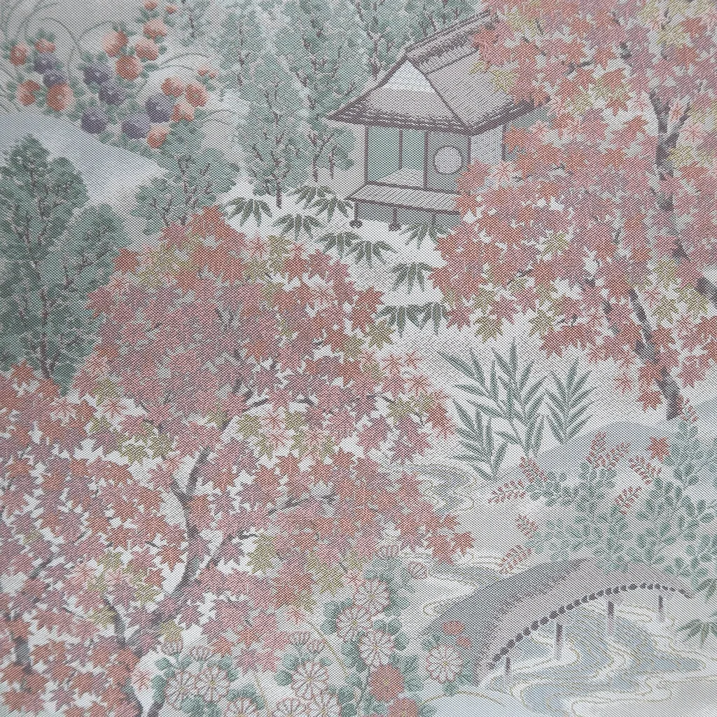 Fukuro Obi Light Gray Landscape Iori Silk BB235V4