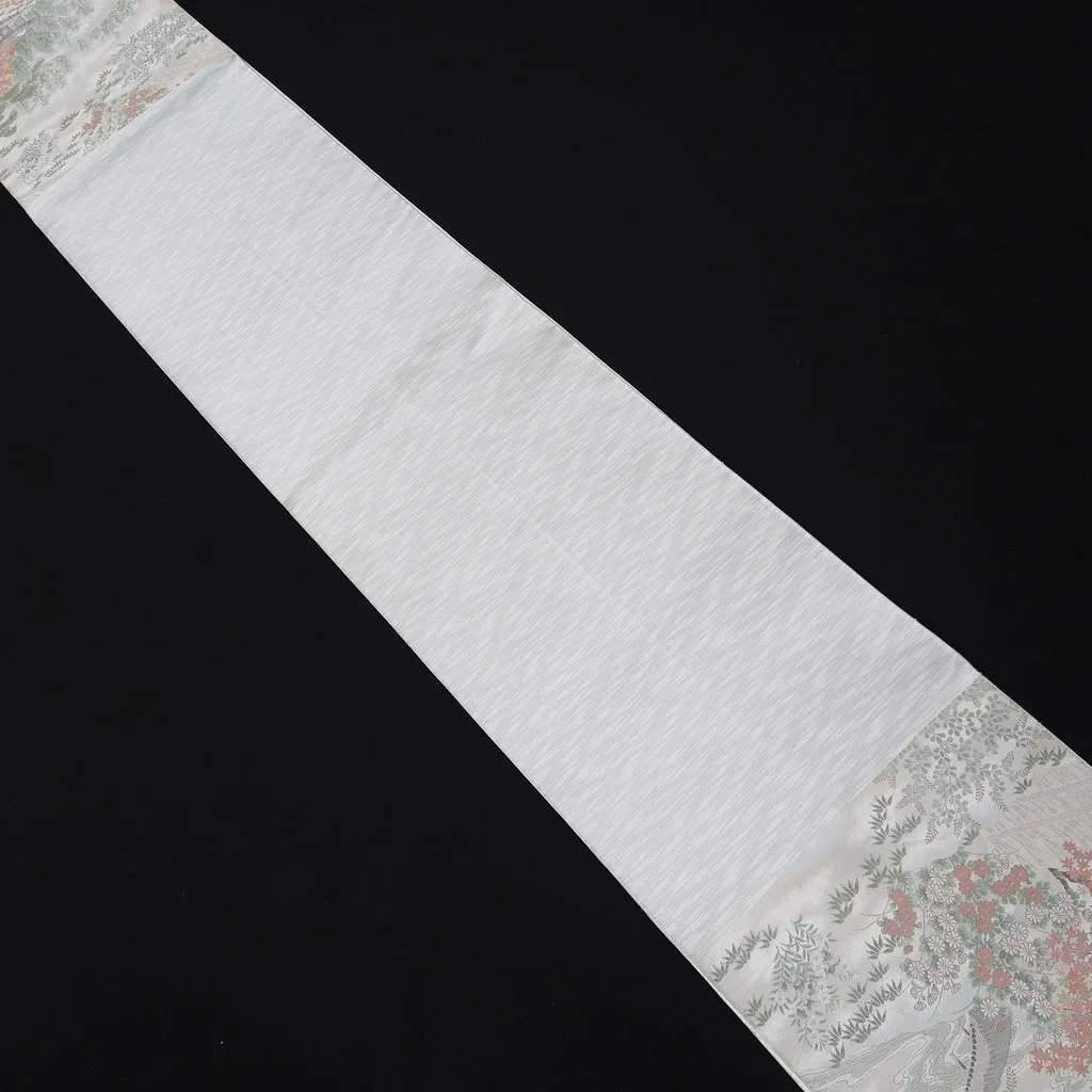 Fukuro Obi Light Gray Landscape Iori Silk BB235V4