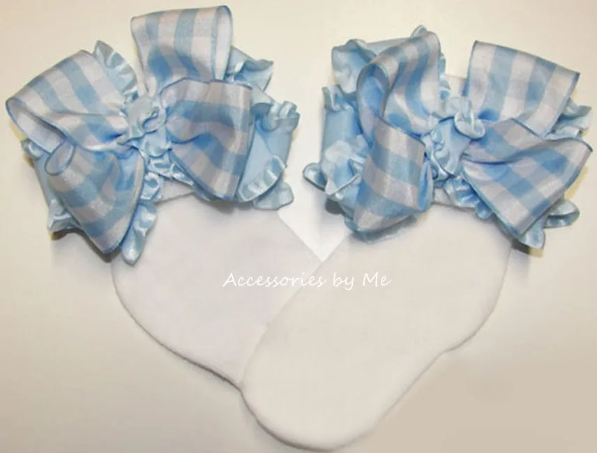 Gingham Plaid Ruffle Bow Socks