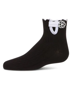 Girls' Floral Button Anklet Socks