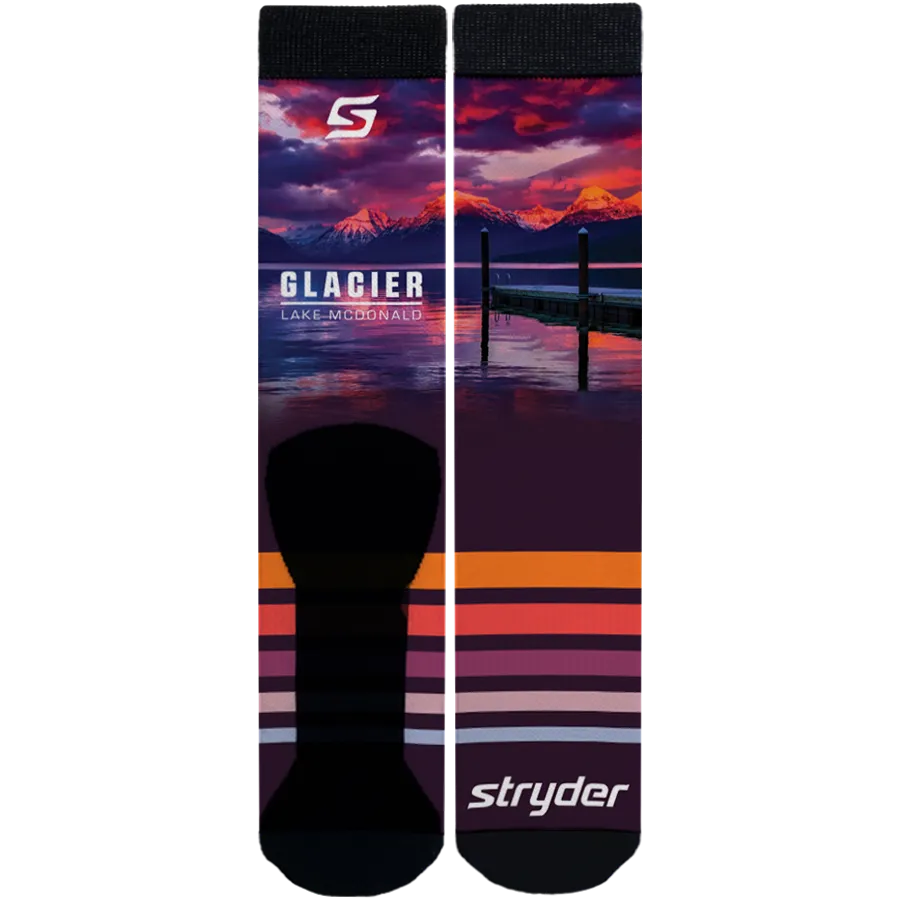 Glacier Lake Mcdonald Sunset Socks
