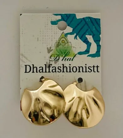 Gold Hammered Round  Drop Earrings | Statement Jewelry Pieces