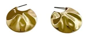 Gold Hammered Round  Drop Earrings | Statement Jewelry Pieces