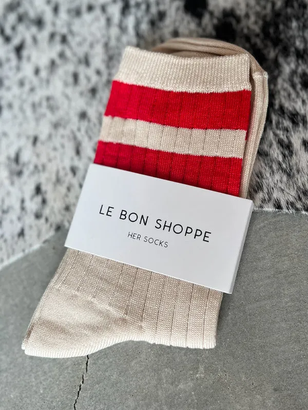 Her Socks: Varsity Red
