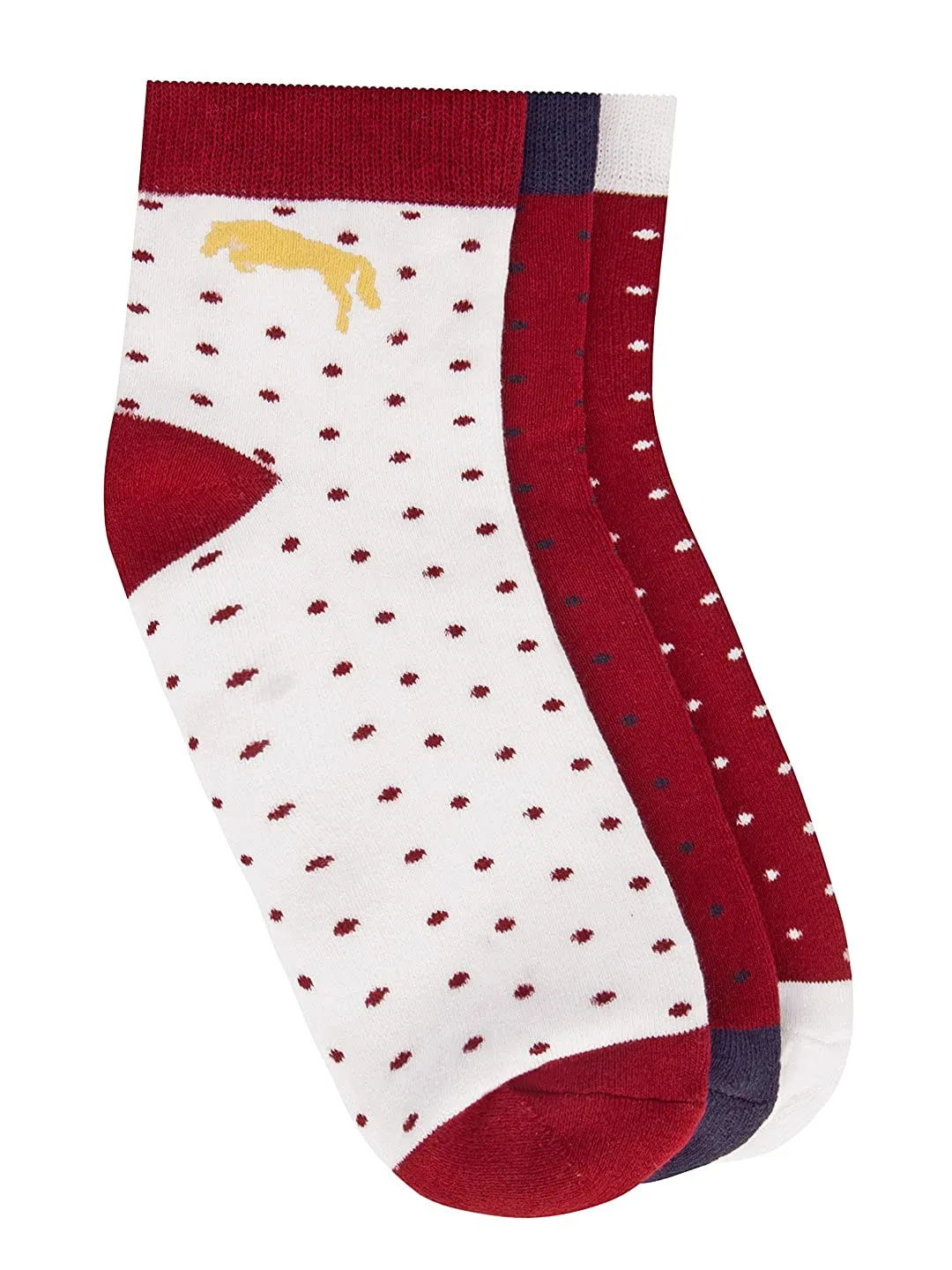 JUMP USA Men's Ankle Length Bamboo Cotton Socks - Pack of 3 | Men Casual Socks for Everyday Wear - Sweat Proof, Quick Dry, Padded for Extra Comfort | Color - Red/White