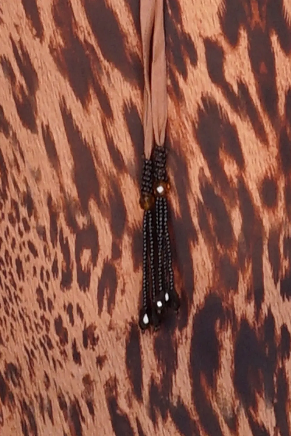 Lace Up Cheetah Leopard Print Silk Kaftan Maxi Dress
