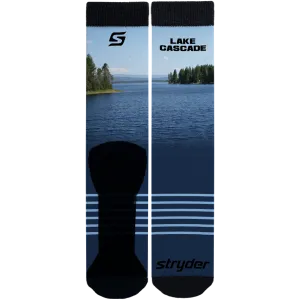 Lake Cascade Blue Stripe Socks