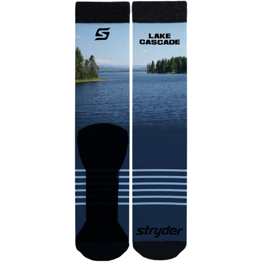 Lake Cascade Blue Stripe Socks
